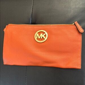 Michael Kors Vibrant Orange Leather clutch